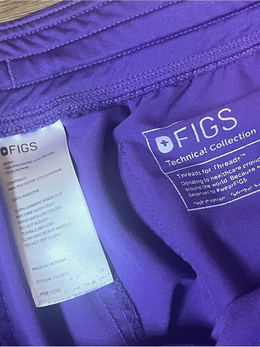 Figs Purple Medical Scrub Set - Top & Pants - Picture 4 of 4